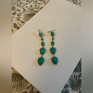 Kendra Scott green and gold earrings